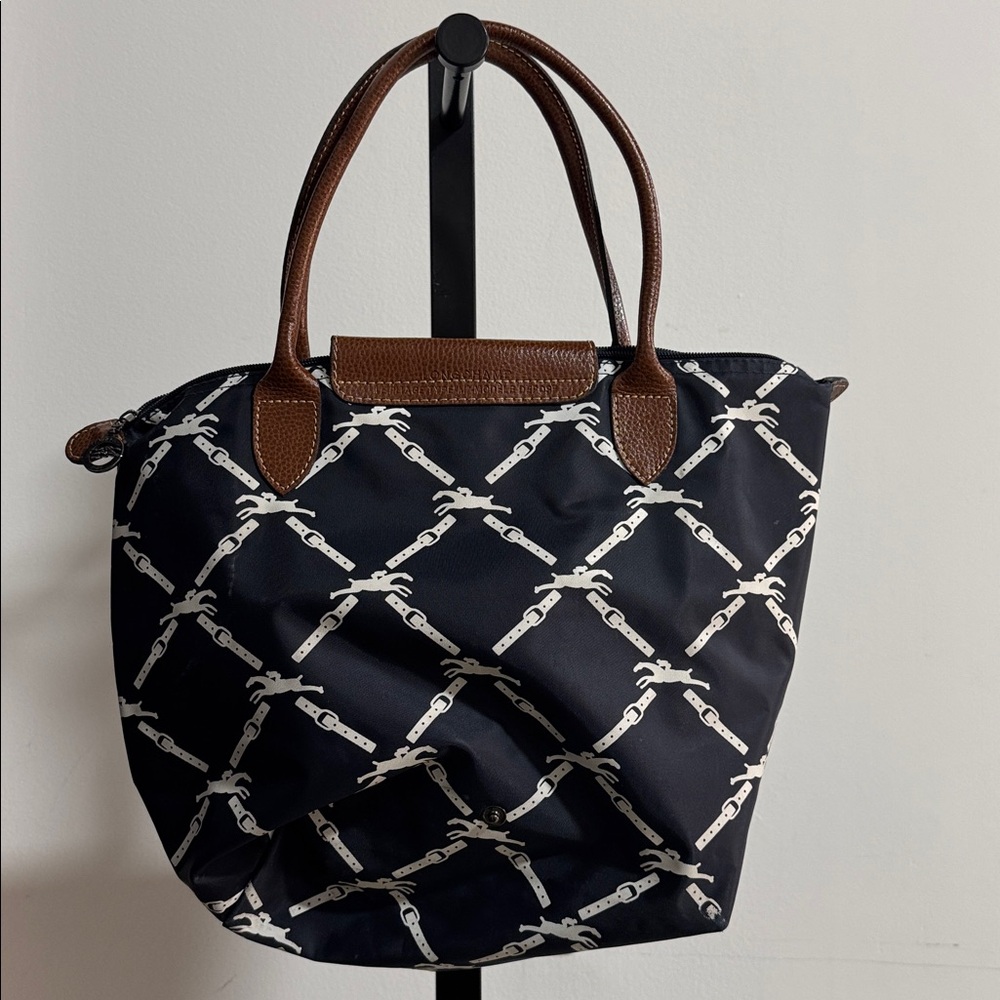 Longchamp Le Pliage Panther Print Nylon Shoulder Bag blue - Picture 2 of 5